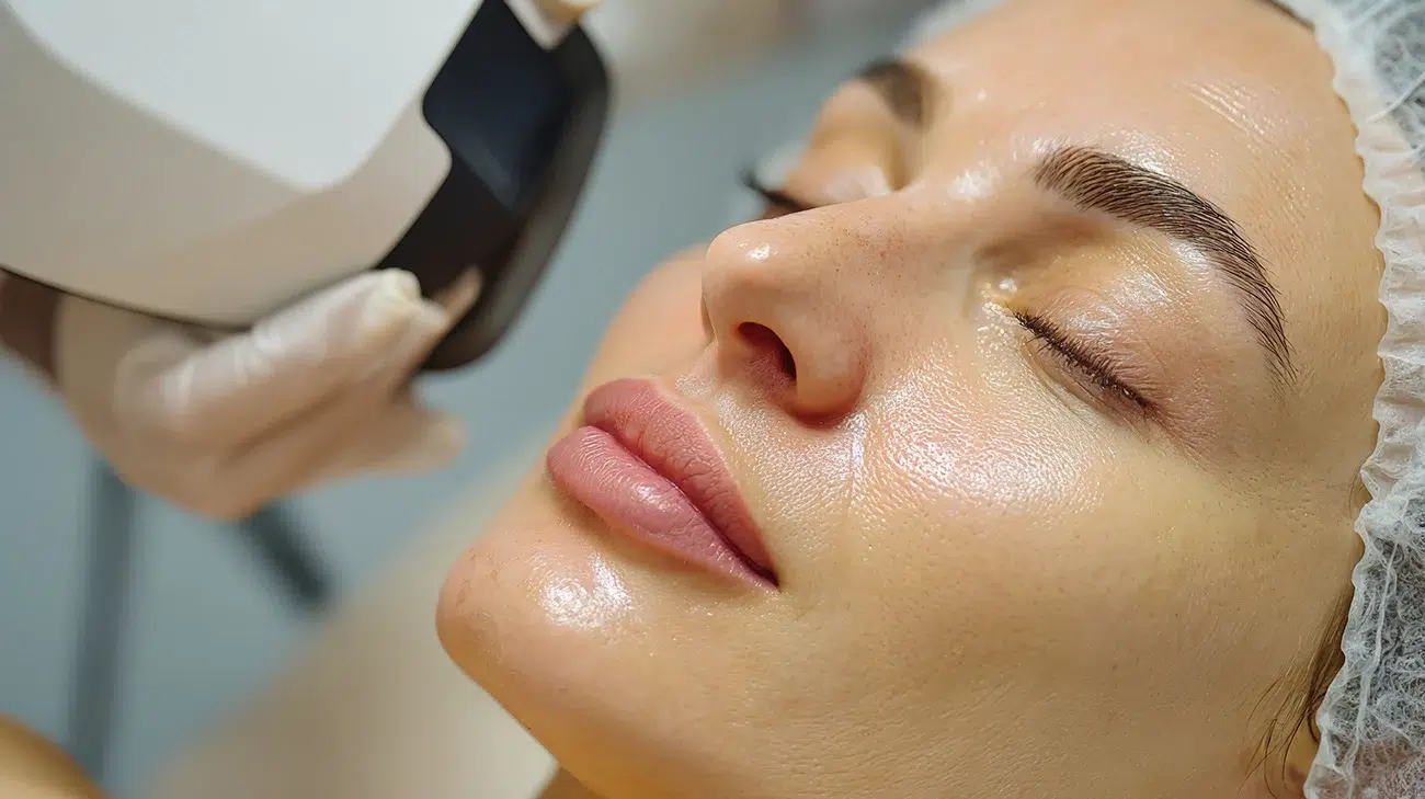 Woman Receiving Laser Skin Treatment for Facial Rejuvenation